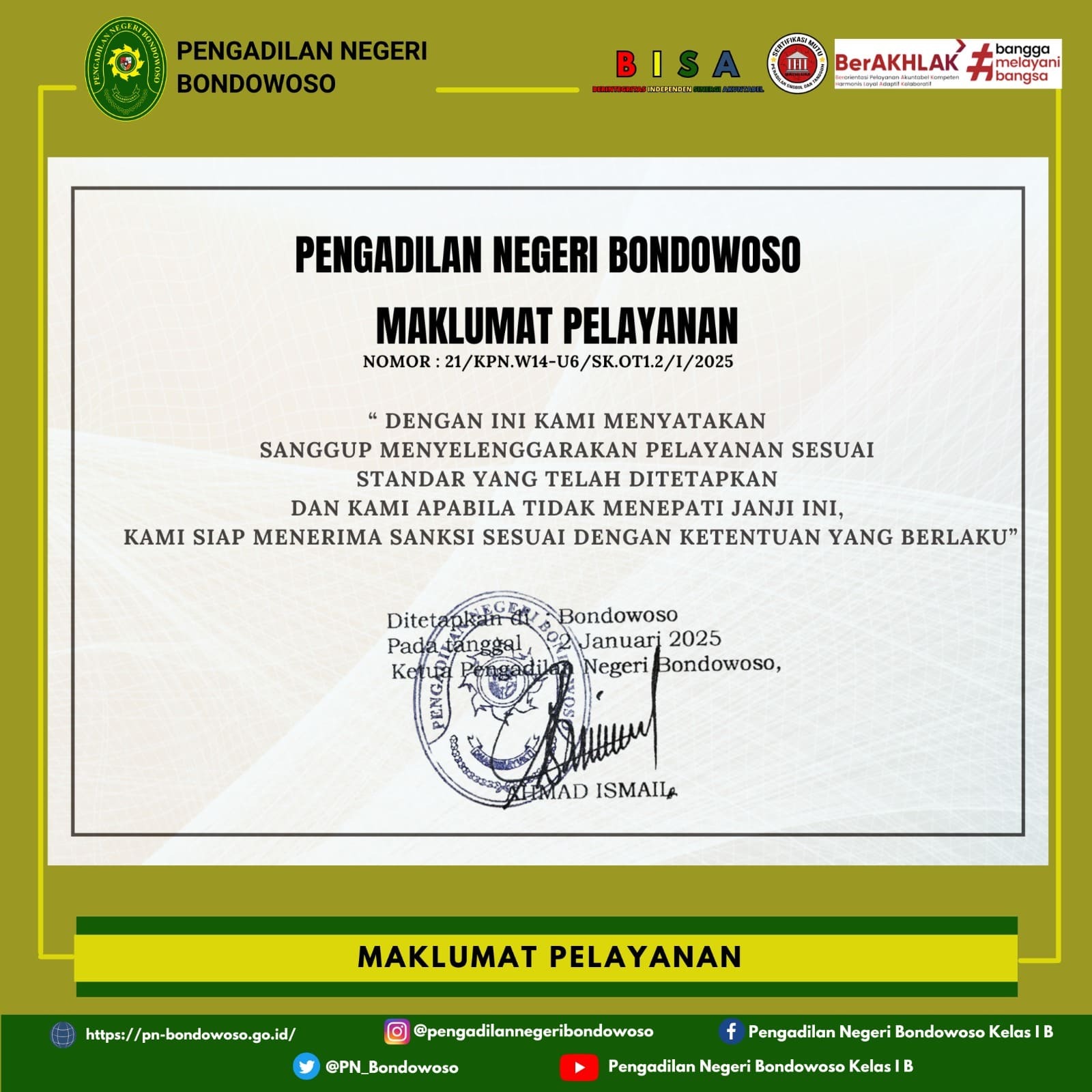Kamis, 08 Mei 2025, Standart Maklumat Pelayanan Kamis, 08 Mei 2025, Standart Maklumat Pelayanan